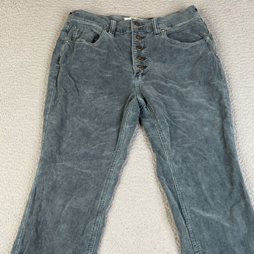 WE THE FREE Corduroy Pants Womens 27 Blue Gray  Button Fly Slim Skinny High Rise